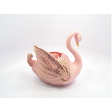 Vintage California Originals Pink w/ Gold Accents Large Swan Wall Pocket, 636   382479852364